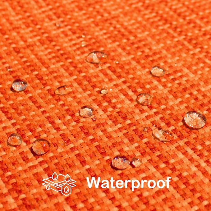 Kevin Textile Outdoor Waterproof 16x16 Inch Pillow Covers 2 Pack, Orange | Water Resistant, Faux Linen Yarn-dyed, Woven Texture Throw Pillow Covers for Tent Patio Garden Couch Sofa