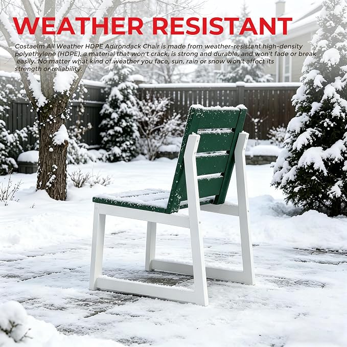 Costaelm Stinson Outdoor Patio HDPE Dining Side Chair, Dark Green