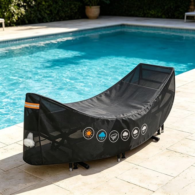 Hammocks Cover Waterproof - Breathable, Large Hammocks Cover with Buckle, Patio Hanging Chaise and Stand Cover, Universal Outdoor Hammock Cover for Garden, Patio & Beach Hammock Stand (Black#B)