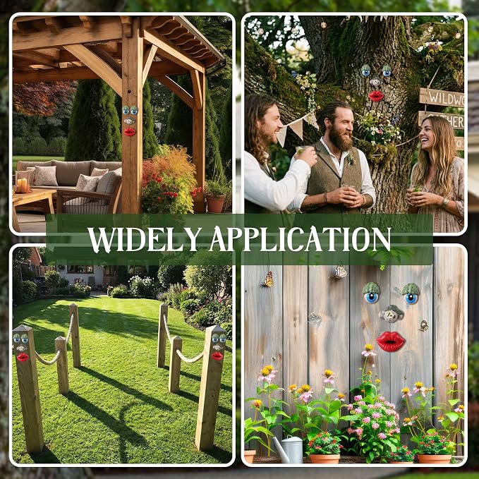 Hollowfly Tree Face Decor Outdoor Tree Faces Trees Yard Art Statues Garden Cute Funny Creative Decoration for Indoors Outdoor Garden Decoration(Funny Style)