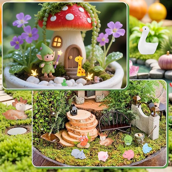 Fairy Garden Accessories, 50 Pcs Mini Resin Animals Miniature Figurines | Resin Figures 50 Styles Small Resin Tiny Animals for Garden Accessories Outdoor Landscape Miniatures Dollhouse Home Decor