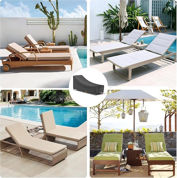 Mrrihand Chaise Lounge Cover, Patio Furniture Covers, Patio Lounge Chair Cover Waterproof and UV Resistant, Oxford Heavy Duty Outdoor Furniture Covers with Air Vent 2 Pack - 68L x 30W x 30H inch