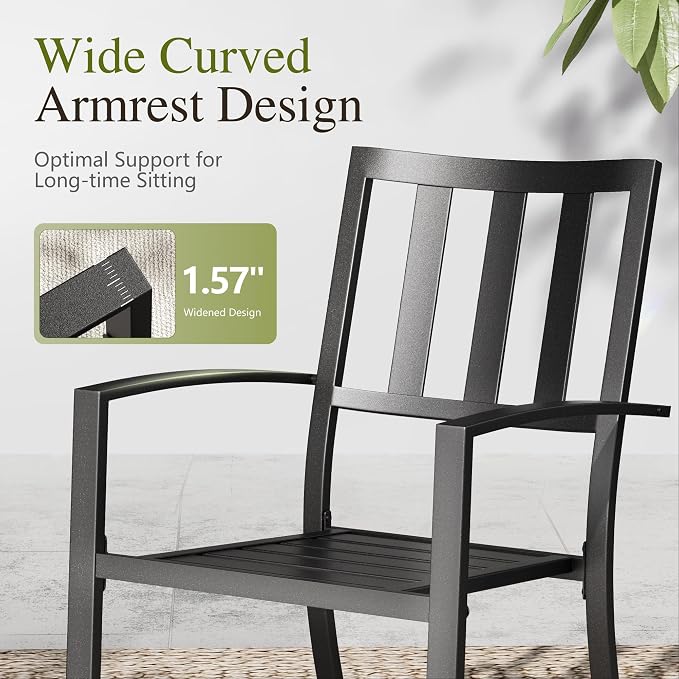 Sophia & William Patio Table and Chairs Set, Outdoor Dining Set for 8, 9 Piece Metal Patio Furniture, 60" Black Square Table(Stripe)