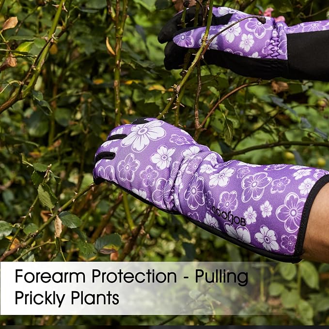 COOLJOB Thorn Proof Rose Pruning Garden Gloves for Women, Long Sleeve Large | Heavy Duty Puncture Resistant Gardening Gloves,Breathable Padded Yard Work for Bush, Blackberry, Cactus, Weed Pulling, Purple