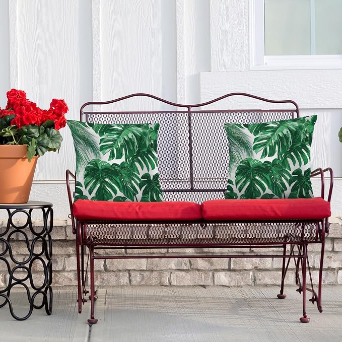 Swono Outdoor Pillow Covers Palm Leaves, Tropical Palm Leaf Home Decorative Throw Pillow Case Cushion Cover for Men/Woman/Bed/Sofa/Office/Car, 18x18 Inch, 2Pcs Pillow Covers, Green Palm