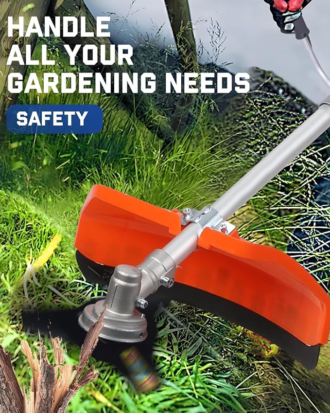 52CC Gas Powered Weed Eater, 3-in-1 String Trimmer/Brush Cutter/Edger – 18″ Cutting Swath, Balanced 18.5LB Design, Full-Crank 2-Stroke Engine, Quick-Start System for Effortless Yard Care (Red)