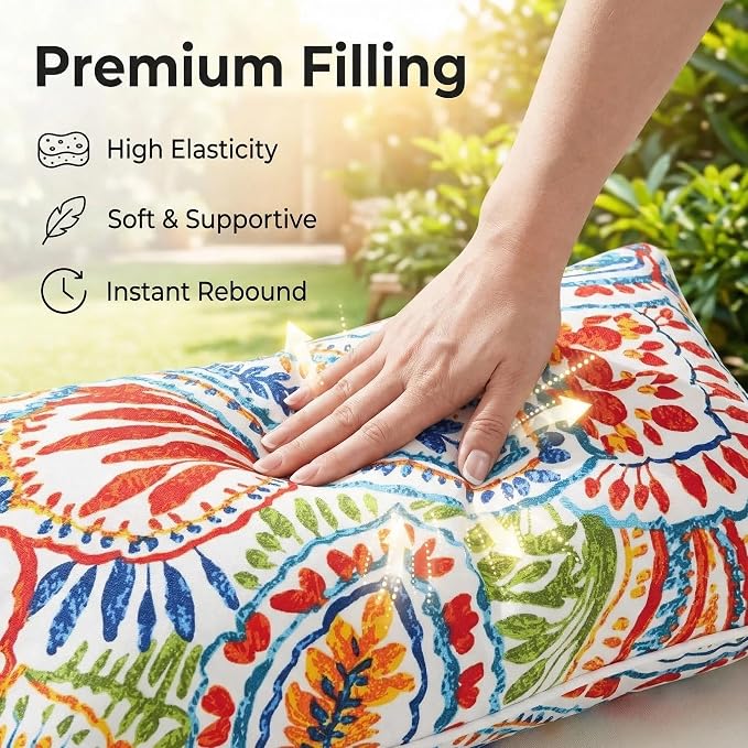 JMGBird Red Outdoor Pillows Waterproof Couch Throw Pillows with Insert | 12x20 waterproof outdoor pillow covers outdoor accent pillows outside pillows outdoor patio pillows for Furniture