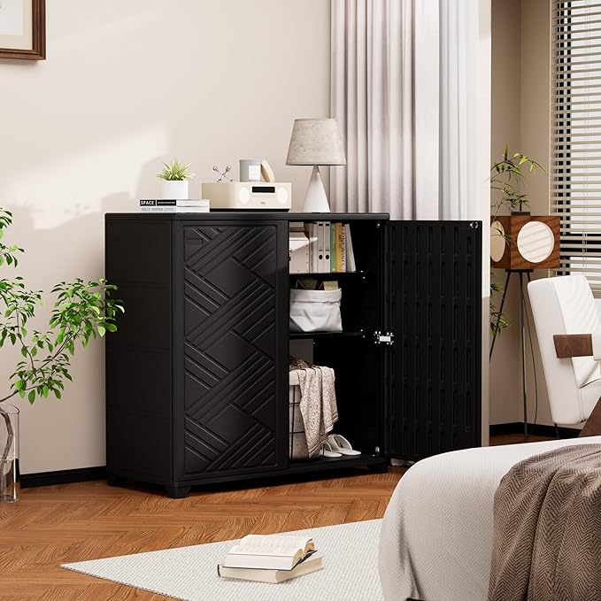Mrosaa Storage Box Outdoor Caninet,Resin Indoor Storage Box Waterproof Outdoor Storage Cabinets for Patio/Garden/Backyard