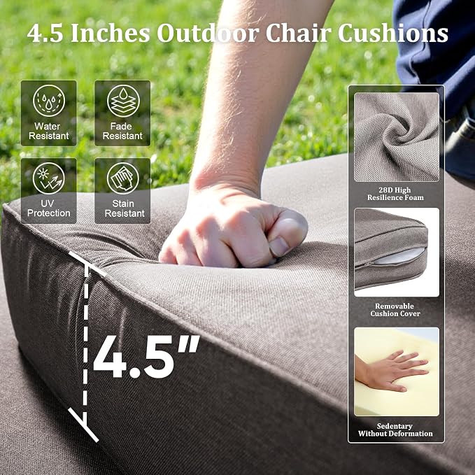 Outdoor Swivel Rocker Patio Chairs Set of 3, High Back Swivel Patio Chairs with Side Table & Metal Arm, Wicker Outdoor Bistro Set for Porch, Yard, Deck, Poolside, Grey