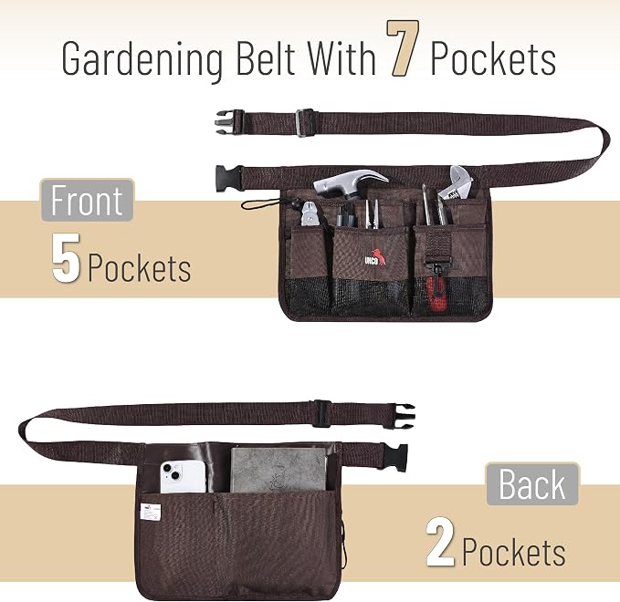 UNCO- Gardening Belt, Garden Tool Belts for Men, Waist Apron with Pockets, Construction, Carpenter Belt, for Men