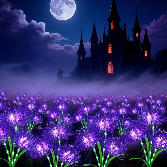 Solar Garden Flower Lights Outdoor, 6 Pack Purple Spider Lily Solar Lights with Glowing Stems, IP65 Waterproof LED Yard Decor for Patio Lawn Pathway,Gifts for Women Mom Grandma