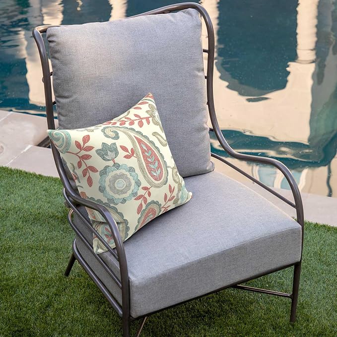 DYTXIII Pack of 2 Outdoor Waterproof Pillow Covers ONLY, 18"x18" Square Decorative Double Printed Throw Pillow Cases for Patio Couch Porch Furniture, Paisley Vintage