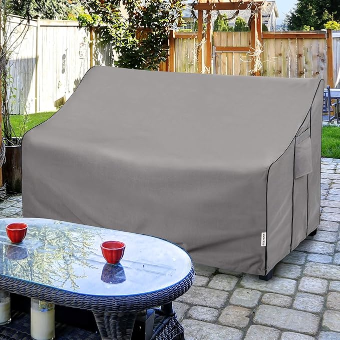 Patio Sofa Cover Waterproof, Heavy Duty 600D Oxford Fabric with UV Protection & Air Vents, Fits 62"W x 38"D x 35"H Inches for Outdoor Couch, Loveseat, Garden Furniture