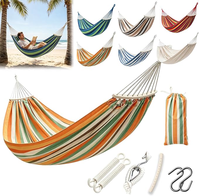 Hammock Replacement for Stand (Orange, 1 Person, Anti-ROLL Design) | Hammock Without Stand, Rope Hammocks for Outdoor Travel Portable Lightweight Hammocks with Tree Straps and Storage Bag
