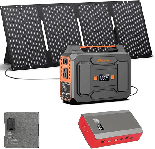 Portable Power Station 100W with 60W Foldable Solar Panel, 110V 65W Power Pack with AC Outlet,Solar Power Bank Generator for Outdoor Smart Device Camping RV Travel Emergency with Solar Charger