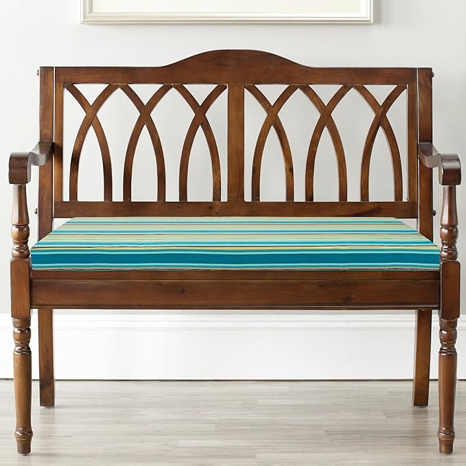 FUNHOME Outdoor Cushion Covers,42" x 18" x 3", No Insert! Patio Cushion Covers Replacement for Outdoor Furniture,Water Resistant Patio Bench Loveseat Covers 1 Pack, Green Stripe(Covers ONLY)