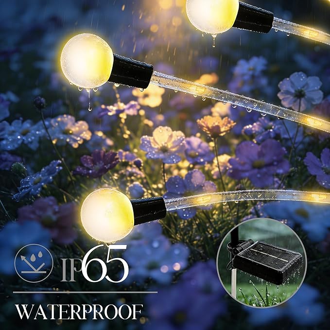 Solar Garden Lights Outdoor Decor(2pack,56LED) Upgraded Solar Swaying Light for Garden Decorative, Waterproof Firefly Light with Big Bulb, for Yard,Patio,Pathway,Party(Warm White)