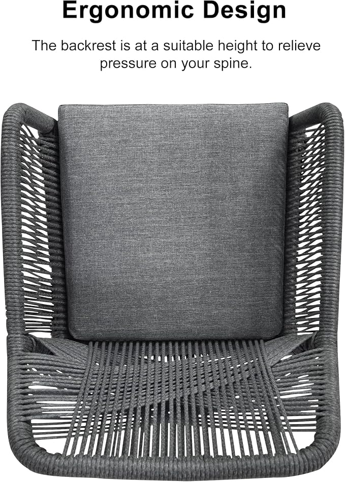 PURPLE LEAF 7 Pieces Outdoor Dining Set All-Weather PE Rattan Outdoor Patio Furniture Set with All Aluminum Frame Rectangular Table and Chairs Set for Lawn Garden Backyard Deck, Grey