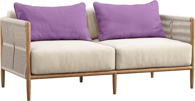 Indoor/Outdoor Polyester Fabric Lumbar Pillow Cover, All-Weather Waterproof Rectangular Cushion Case for Patio Furniture, 12 x 20 Set of 2 -Lavender