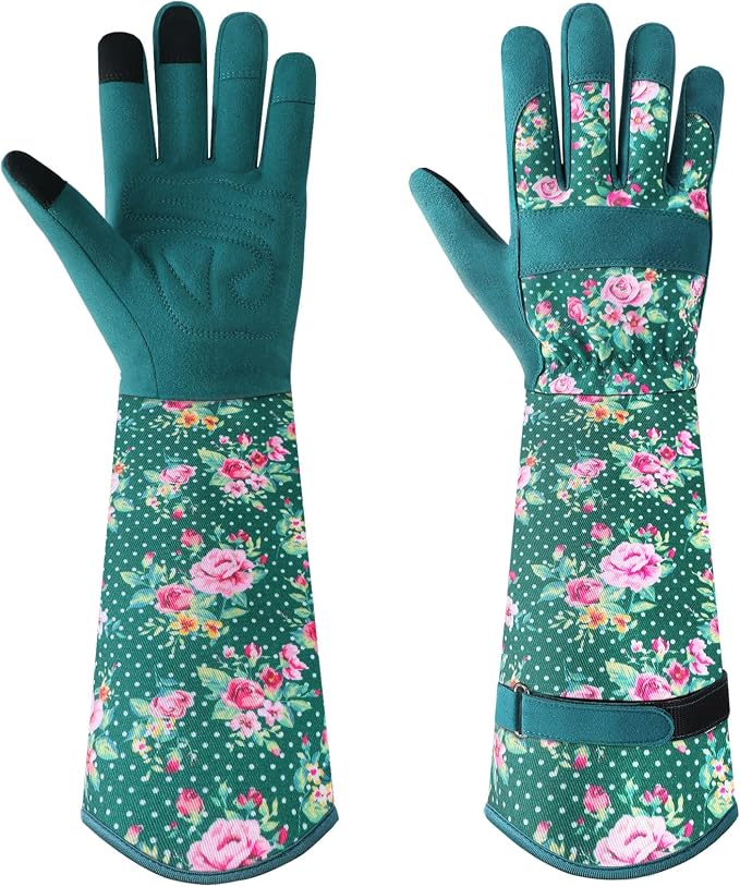 Trifabricy Gardening Gloves for Women, Leather Long Garden Gloves with Grip, Thorn-Proof Puncture-Resistant Work Gloves