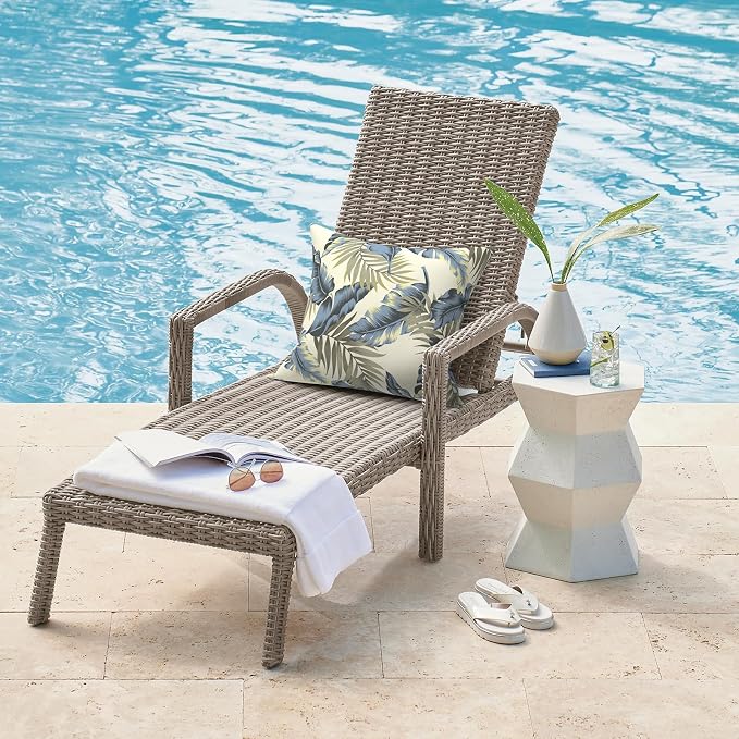 DYTXIII Pack of 2 Waterproof Outdoor Pillow with Inserts, 18x18 Square Patio Decorative Throw Pillow for Home,Sofa,Bench and Patio Furniture,Lush Palm Blue