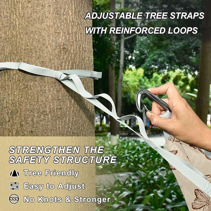 Camping Hammock Outdoor Hammocks for Outside Butterfly Retro Vintage Beach Trees Portable Lightweight with Pockets Tree Straps Indoor