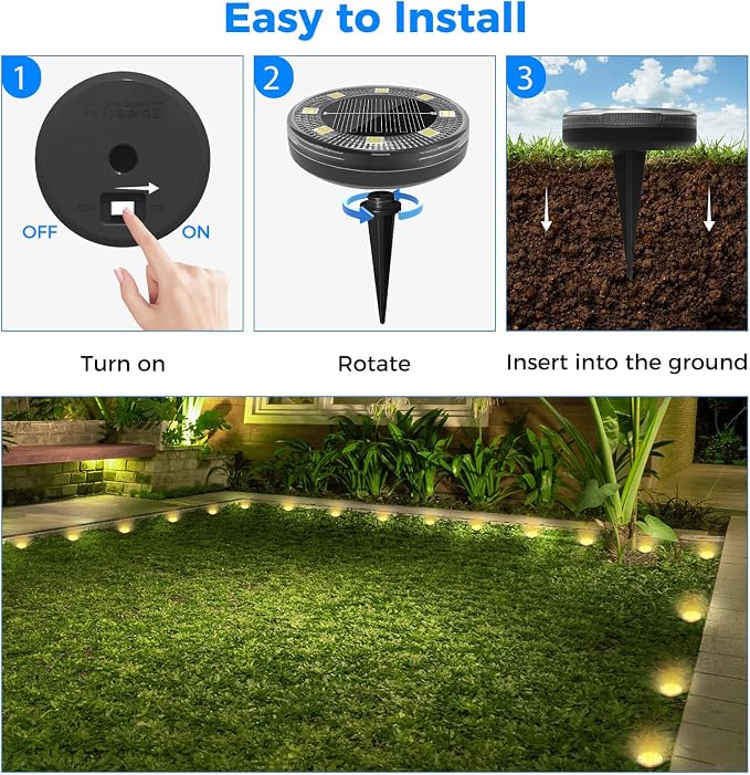 Mini Solar Ground Lights, 6 Pack Flat Solar Disc Lights Outdoor Waterproof, 2.3 Inch Small Solar Garden Lights Landscape Lighting for Outside Pathway Garden Yard Lawn Walkway,Warm White