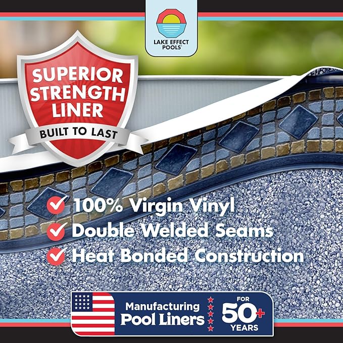 Lake Effect Pools 'Fallston' 15 ft x 24 ft Oval Above Ground Swimming Pool | 52 Inch Resin Protected Steel Sided Walls | Bundle Includes: 25 Gauge Overlap Liner & Widemouth Skimmer