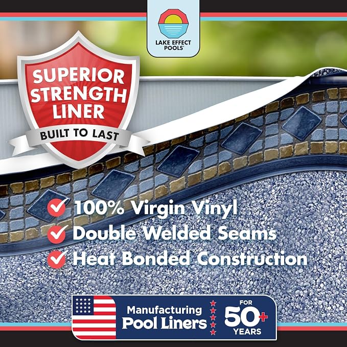 Lake Effect Pools 'Fallston' 18 ft Round Above Ground Swimming Pool | 52 Inch Steel Side Walls | Kit Includes: 25 Gauge Overlap Liner & Widemouth Skimmer