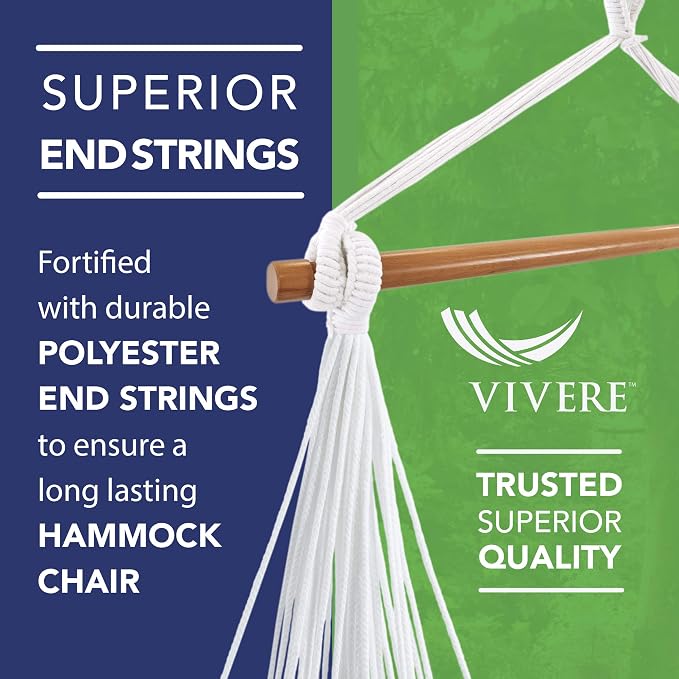 Vivere Cotton Hammock Chair with Hardwood Spreader Bar - 250 lb Capacity (Watermelon)