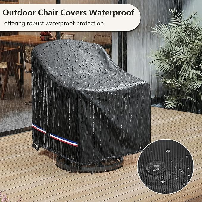 Patio Chair Covers Waterproof Swivel Outdoor Chair Cover, 35W x 37D x 36H Inches Patio Furniture Covers 2 Pack (Black)
