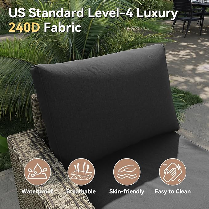 LazySunsets Luxury Patio Furniture Set with Fire Pit Table, All-Weather Patio Sectional Sofas with Thickened Cushions, 13 Piece Outdoor Furniture Set with Swivel Rocker Chairs & Ottomans, Black