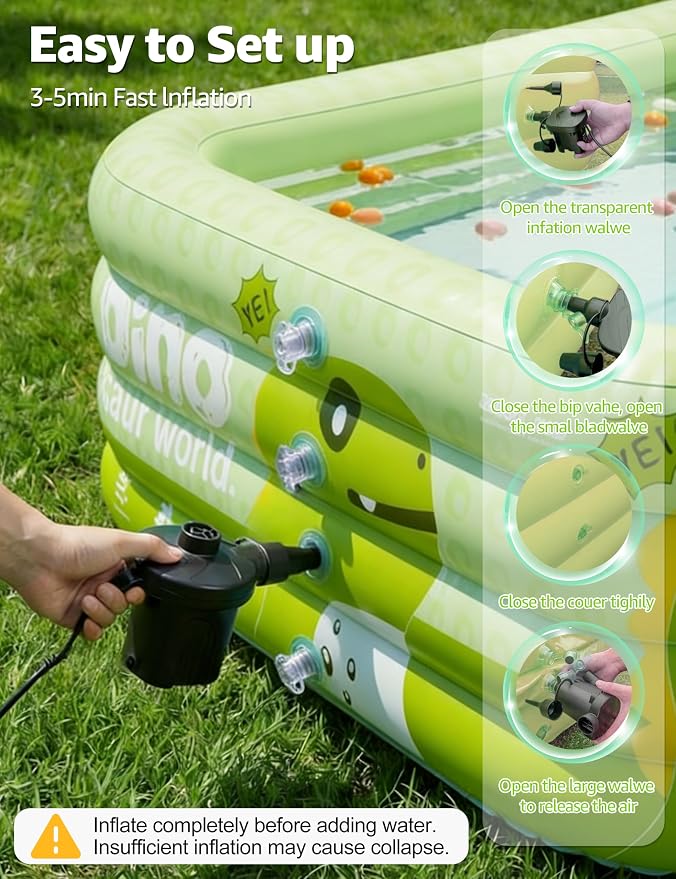 120" 4-Layer Thickened Inflatable Pool for Kids & Adults,Green | 120",4-Layer,0.32mm Thickened PVC,16Lbs,Swimming Pool for Family, pets,Backyard,Outdoor Summer