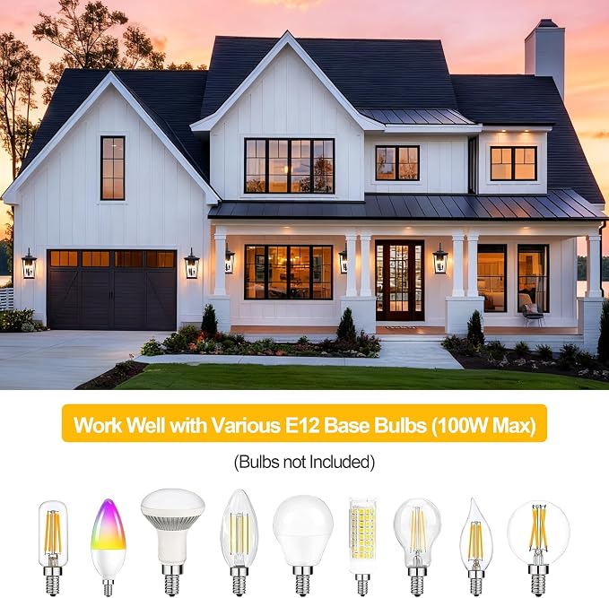 Modern Outdoor Wall Sconce Fixture 20 1/2", Matte Black, 3-Light Exterior Wall Mount Lighting with Clear Glass Panels for House Porch Patio Outside Deck Garage Yard Front Door Garden Home