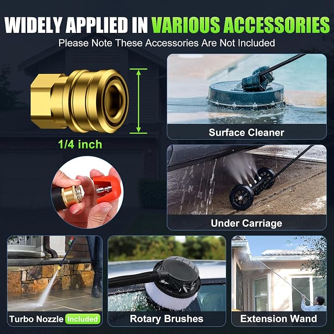 Adjustable Electric Pressure Washer 5000PSI with 33FT Flexible Extension Hose + 34FT Power Cord, 4 Nozzles, Foam Cannon, Best Power Washer for Cars, Patios, Driveways, Green