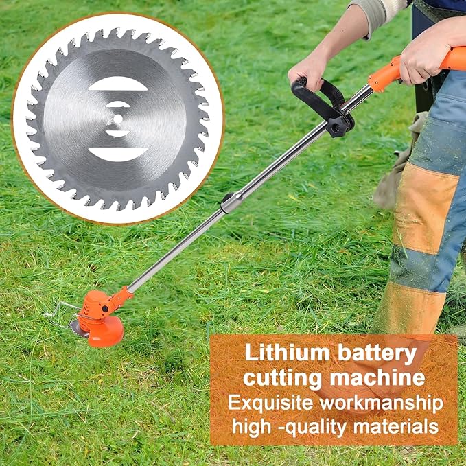Cordless String Trimmer, 3 in 1 Trimmer and Edger with Telescopic Rod, 12V Battery Powered String Trimmer Cordless, Weed Mower Lawn Mower for Lawn Garden Yard, 2×2.0Ah Battery and Charger Included