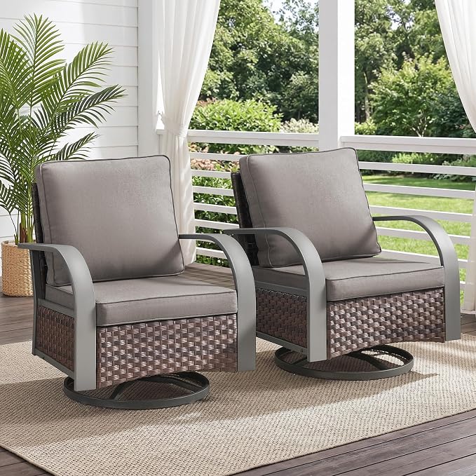 Belord Luxury Patio Furniture (Grey, 2 PCS - Swivel Glider)