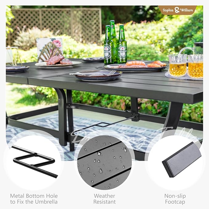 Sophia & William Outdoor Dining Set for 6, All-Weather Patio Table and Chairs Set for Lawn, Yark, and Courtyard