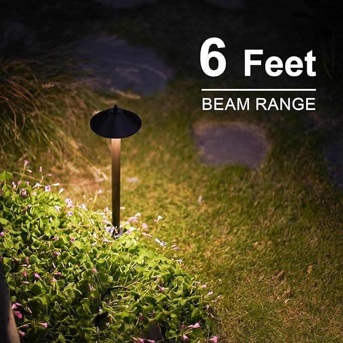 GOODSMANN Landscape Lighting Outdoor Low Voltage Landscape Lighting Kits 8PK Pathway Lights Wired 1.2W 40 Lumen 2700K Metal 12V AC Brown Electric Sidewalk Walkway Lights with Cable Connectors