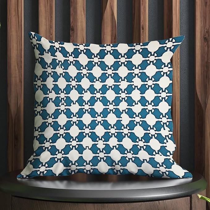 Blue Geometric Cushion Cases Blue and White Trellis Cushion Cover 26x26 INAbstract Accent Modern Decorative Pillow Covers for Patio Couch Bench