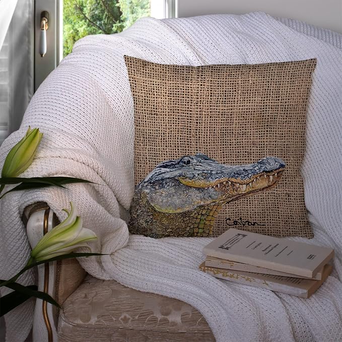 Caroline's Treasures 8733PW1414 Alligator Fabric Decorative Pillow Machine Washable, Indoor Outdoor Decorative Pillow for Couch, Bed or Patio, 14Hx14W
