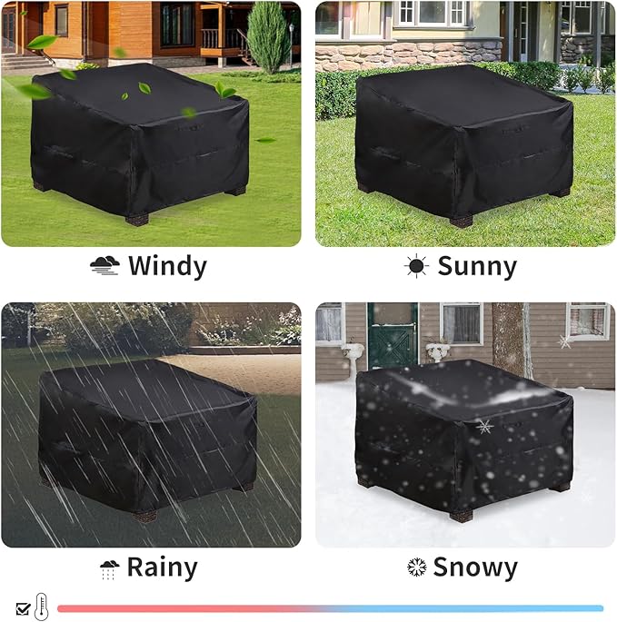 ALSTER Patio Chair Covers 4 Pack, Outdoor Chair Covers(35" L x 40" W x 33" H), Durable and Waterproof Black Covers for Lounge Deep Seat, Rain Snow Dust Wind-Proof