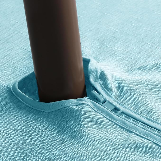 Outdoor Tablecloth Wrinkle-Free Stain Resistant Waterproof Polyester Fabric Table Cover with Zipper Umbrella Hole for Picnic/Party/Dinner/Patio Garden(60×84inch,Zippered,Aqua Blue)