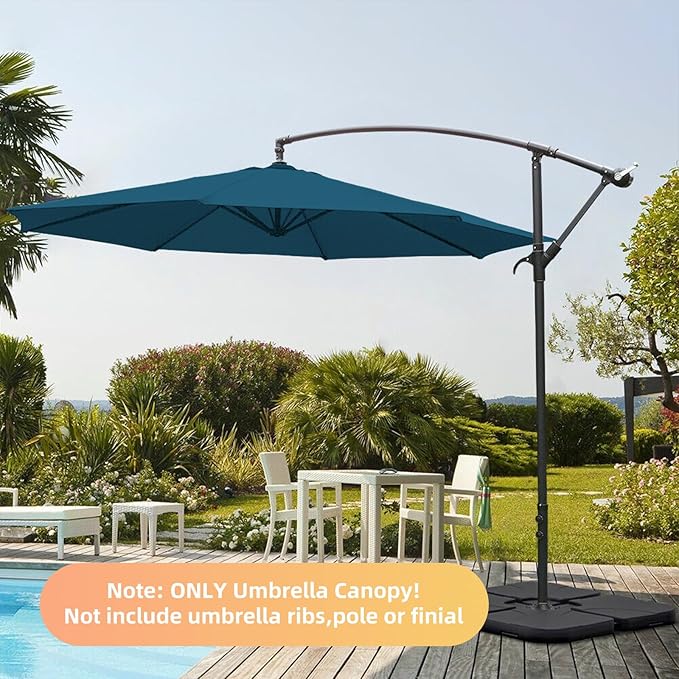 10ft Patio Umbrella Replacement Canopy for 8 ribs, Fits Hanging Offset Cantilever Market Outdoor Patio Shades，Canopy Only