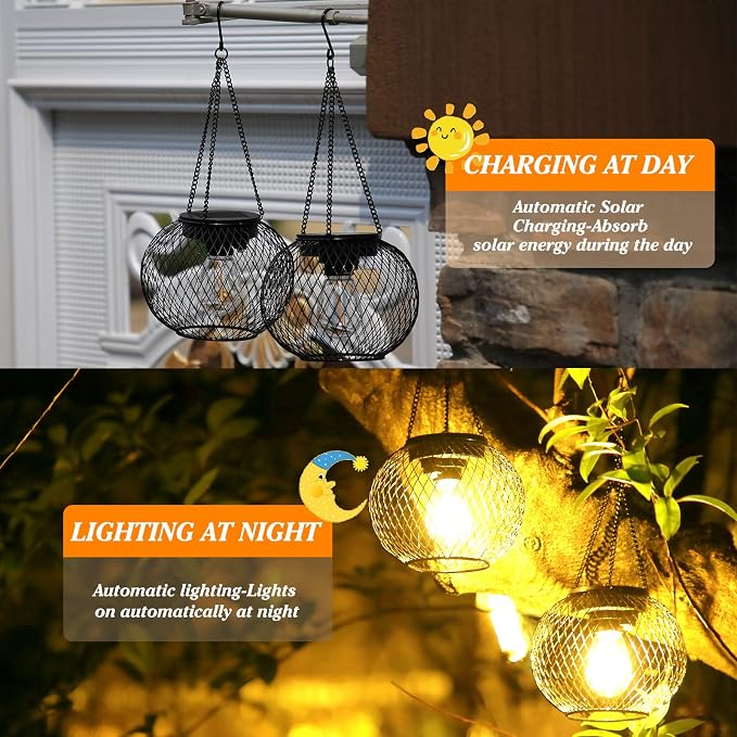 Solar Lantern Outdoor Waterproof, KagoLing Upgraded Hanging Solar Lights Outdoor Garden Decorations Lighting Solar Powered Waterproof Tree Lantern for Garden Yard Patio Pathway,1Pack | Hanging Solar Lights Outdoor Garden Decorations Lighting Solar Powe...