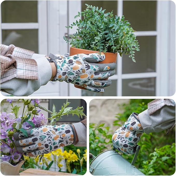 Gardening Gloves for Women, Touchscreen Printed Thorn-Proof | Non-Slip Work Gloves, Ideal Gift for Gardeners, Suitable for Yard Landscaping, Planting & Outdoor Gardening