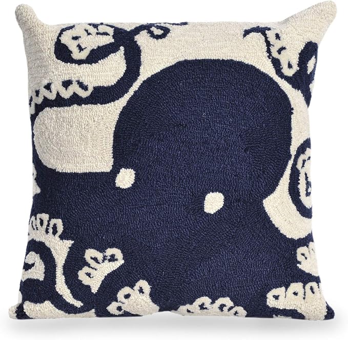 Liora Manne Frontporch Indoor/Outdoor Pillow, 18" Square, Octopus Navy