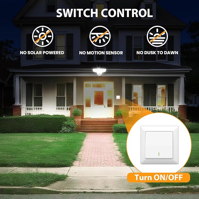 Abovizo 90W 10000LM Flood Lights Outdoor, LED Security Lights with 4 Heads, Switch Controlled, 6500K Daylight, IP65 Waterproof Exterior Floodlight for Outside, Garage, Yard, Porch, Eave