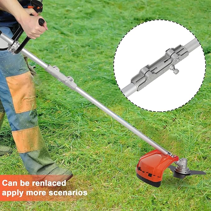 52cc Gas String Trimmer,2 in 1 Cordless Hedge Trimmer 2-Stroke Weed Wacker Gas Powered Brush Cutter,Handheld Weed Eater,Handle & Shoulder Strap for Lawn Garden Pruning/Trimming Orange