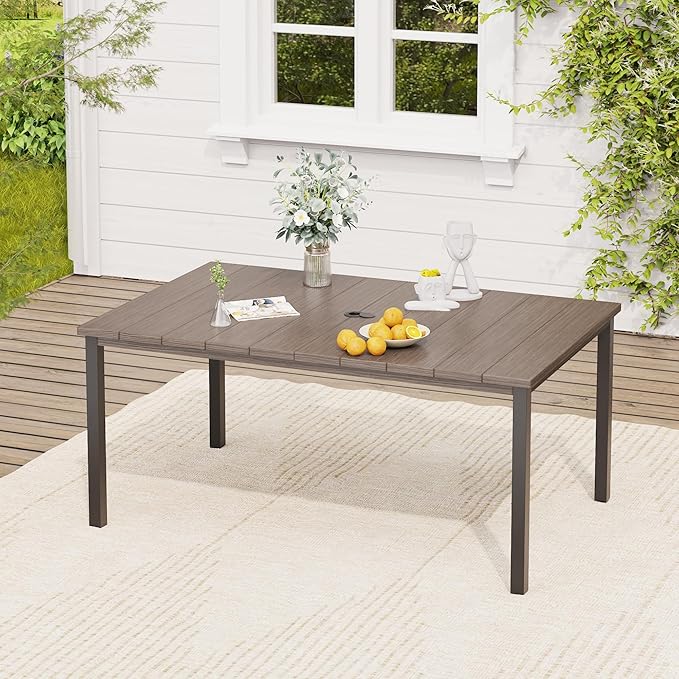 VICLLAX 7 Pieces Patio Dining Set, Patio Furniture Set of 6 Patio Swivel Dining Chairs and Rectangular Patio Table, Grey Chairs & Antique Grey Tabletop